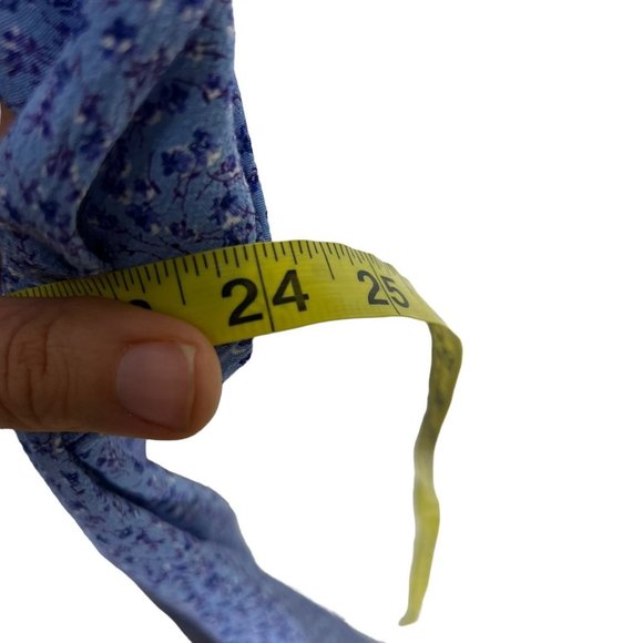 Vintage 90s Blue Micro Floral Short Sleeve Pleated Top Flowy Dress Large - Picture 7 of 7